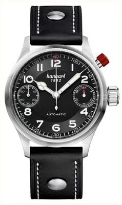 Hanhart PIONEER MonoScope Automatic Chronograph (45mm) Black Dial / Black Leather Strap - M 732.210-0010