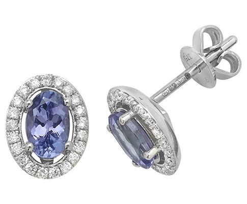James Moore TH ED247WT 9k White Gold Tanzanite Diamond Halo Jewellery