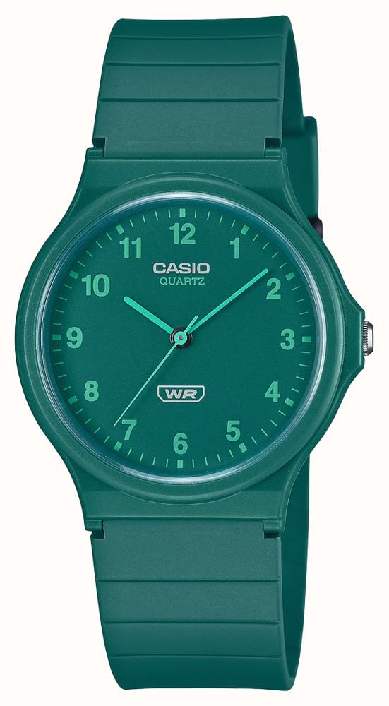 Casio Pop MQ 24 Series 35mm Green Dial Green Bio Based Resin Band MQ 24B 3BEF First Class Watches