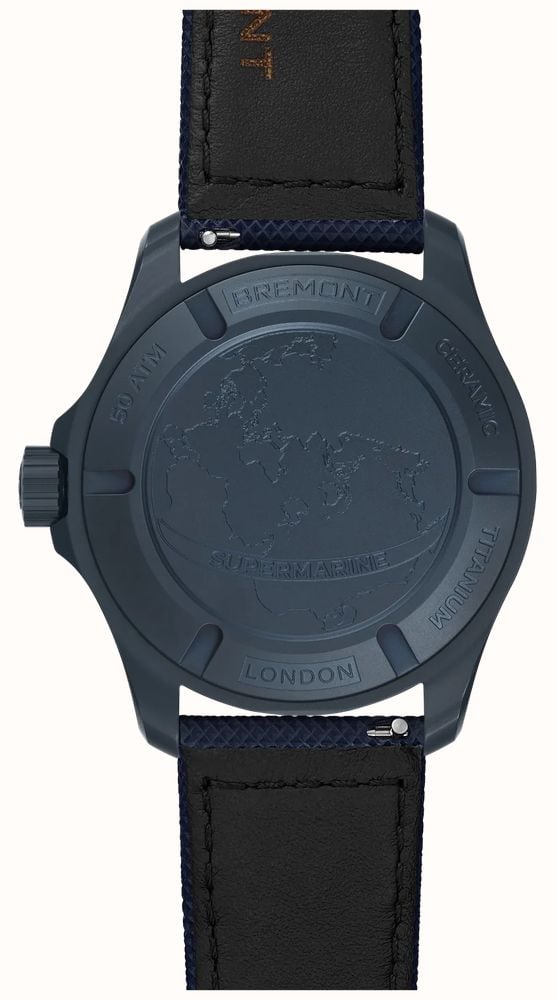 Bremont Supermarine Full Ceramic Deep Blue Limited Edition (43mm) Black 3D Pattern Dial / Blue Hybrid Strap SM43-DT-BLCER-BK-L-S - alternate view 3