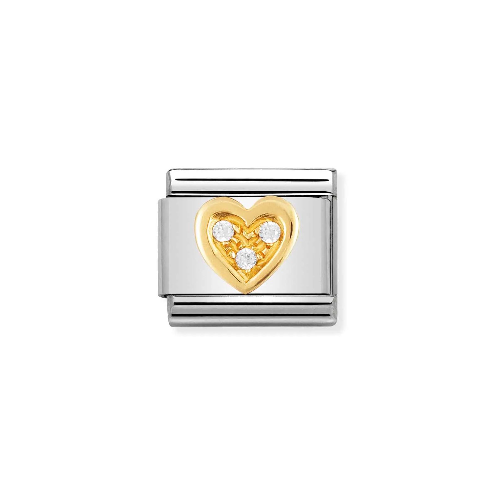 Nomination 030311/11 Classic Crystal Heart 18ct Gold & Steel Jewellery
