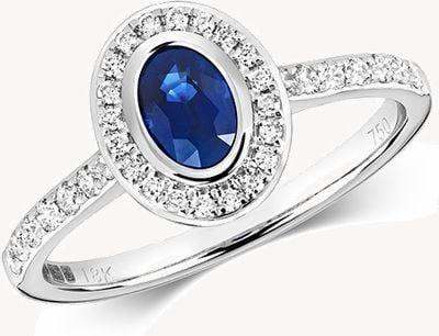 Treasure House 9k White Gold Diamond Rubover Sapphire Ring RD441WS