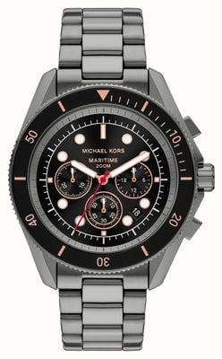 Michael Kors Maritime 200m Chrono (45mm) Black Dial / Gunmetal PVD Stainless Steel Bracelet MK9204