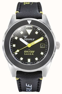 Squale Drass S.A.V.E.R. Automatic (41.5mm) Black Dial / Black Leather & Von Buren Pro Rubber Straps VONDSSSAVS
