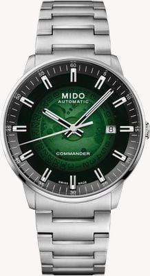 MIDO Commander Gradient Automatic (40mm) Transparent Smoky Green Dial / Stainless Steel Bracelet Watch M0214071141103