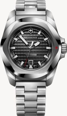 Victorinox I.N.O.X. Automatic (41mm) Black Guilloché Dial / Stainless Steel Bracelet 242019