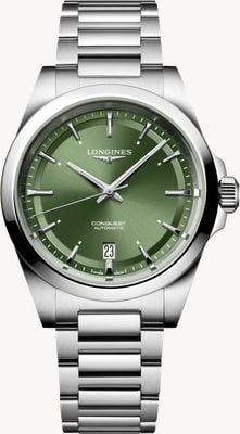 LONGINES Conquest Automatic (38mm) Green Sunray Dial / Stainless Steel Bracelet L37204026