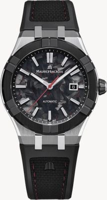 Maurice Lacroix AIKON-IC FROZEN CARBON Automatic (43mm) Red Frozen Carbon Dial / Black Bi-Rubber Strap Watch AC6008-SSL20-530-2