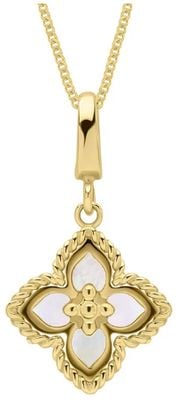 Elements Gold 9ct Yellow Gold Mother Of Pearl Flower Pendant only GP2406W