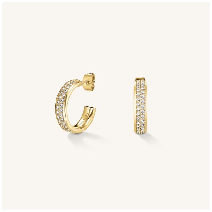 Rosefield Jewellery JECHG-J928 Crystal Hoop Gold White stone