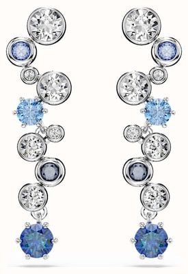 Swarovski Constella Drop Earrings Mixed Cuts, Blue, Rhodium Plated 5732775