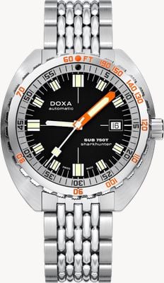 DOXA SUB 750T Sharkhunter (45mm) Black Iconic Dial / Stainless Steel Rice-Grain Bracelet 825.10.101.10