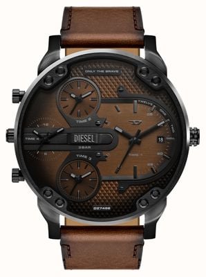 Diesel Mr. Daddy Slim Multifunction (54mm) Brown Gradient Dial / Brown Leather Strap DZ7492