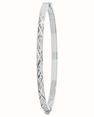 James Moore TH Silver Criss Cross Hinged Ladies Bangle G4284