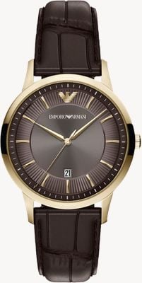 Emporio Armani Three-Hand Quartz (39mm) Brown Sunray Dial / Brown Leather Strap AR11824