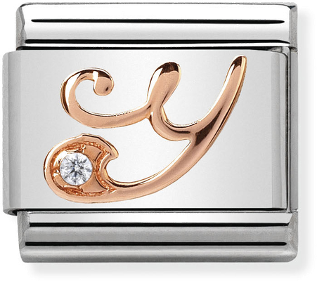 Nomination Classic Letter Y 9ct Rose Gold & Steel Charm 430310/25