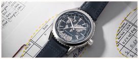 Raymond Weil Freelancer World-Traveller GMT Limited Edition (40mm) Blue 'World Map' Dial / Blue Leather Strap 2762-STC-02026 - alternate view 6