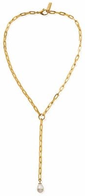 ChloBo Mini Link Pearl Lariat Necklace - Gold-Plated CC-G-NE-20-S1