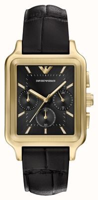 Emporio Armani Diego Chronograph (50mm) Black Dial / Black Leather Strap AR11753