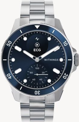 Withings ScanWatch Nova - Clinically Validated Hybrid Smartwatch (42mm) Blue Hybrid Dial / Stainless Steel HWA10-MODEL 7-ALL-INT