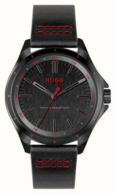 HUGO Men's #COMPLETE (42mm) Black Dial / Black Leather Strap 1530321