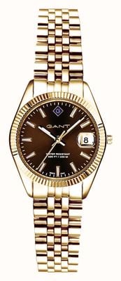 GANT Sussex Mini Quartz (28mm) Brown Sunray Dial / Gold PVD Stainless Steel Bracelet G181012