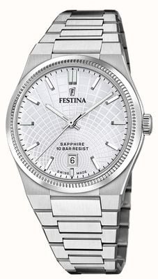 Festina Swiss Made Rivé Quartz (40mm) Silver Dial / Stainless Steel Bracelet F20051/1