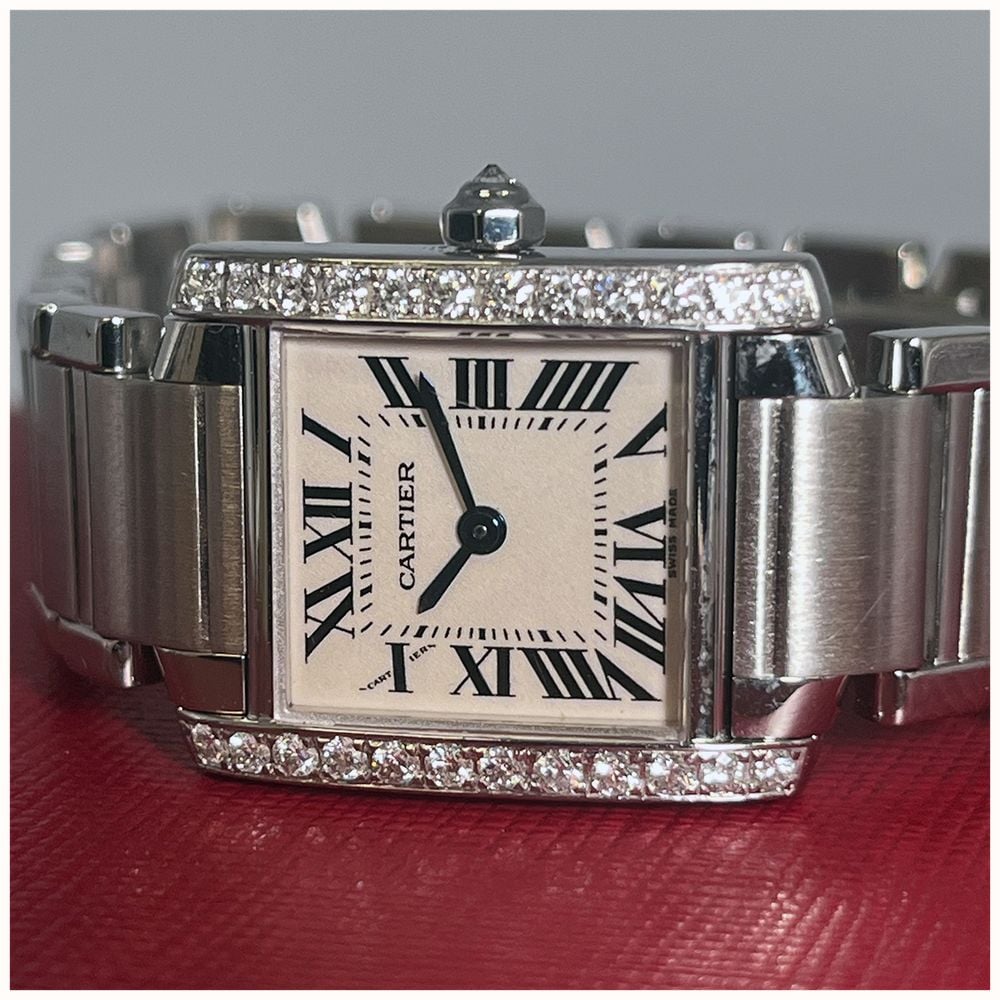 Pre-owned Cartier Tank Française Quartz (20mm) White Dial / Stainless Steel Bracelet JMP-873559 - alternate view 3