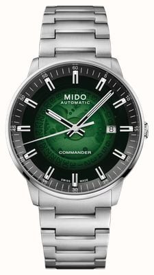 Mido Commander Gradient Automatic (40mm) Transparent Smoky Green Dial / Stainless Steel Bracelet Watch M0214071141103