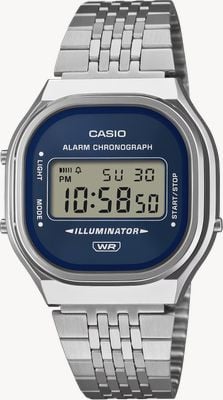 Casio A140 Series Alarm Chronograph Illuminator (36.8mm) Blue Sunray Dial / Stainless Steel Band Watch A140WE-2AEF