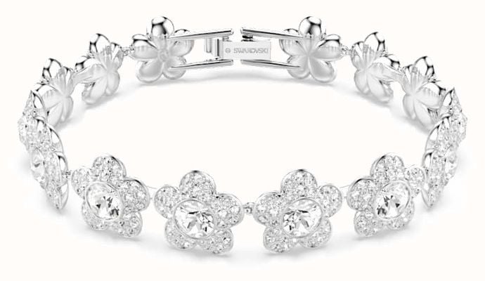 Swarovski x Ariana Grande Flower Round-Cut Rhodium-Plated Bracelet 5749182