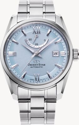 Orient Star Contemporary Date Automatic (38.5mm) Light Blue Dial / Stainless Steel Bracelet RE-AU0109L00B