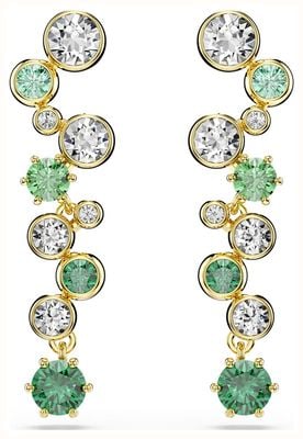 Swarovski Constella Drop Earrings Mixed Cuts, Green, Gold-tone Plated 5732248