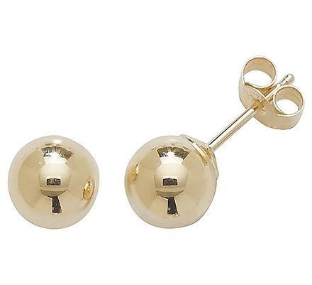 James Moore TH ES204 9ct Gold 6mm Ball Stud Earrings Jewellery