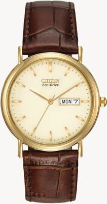 Citizen Men's Brown Strap Champagne dial watch BM8242-08P