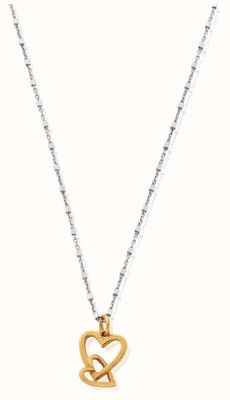 ChloBo Mixed Metal Delicate Cube Chain Interlocking Heart Necklace GMNDC1069