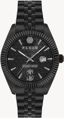 Philipp Plein DATE SUPERLATIVE (41mm) Black Dial / Black PVD Stainless Steel Bracelet PWMFA1125
