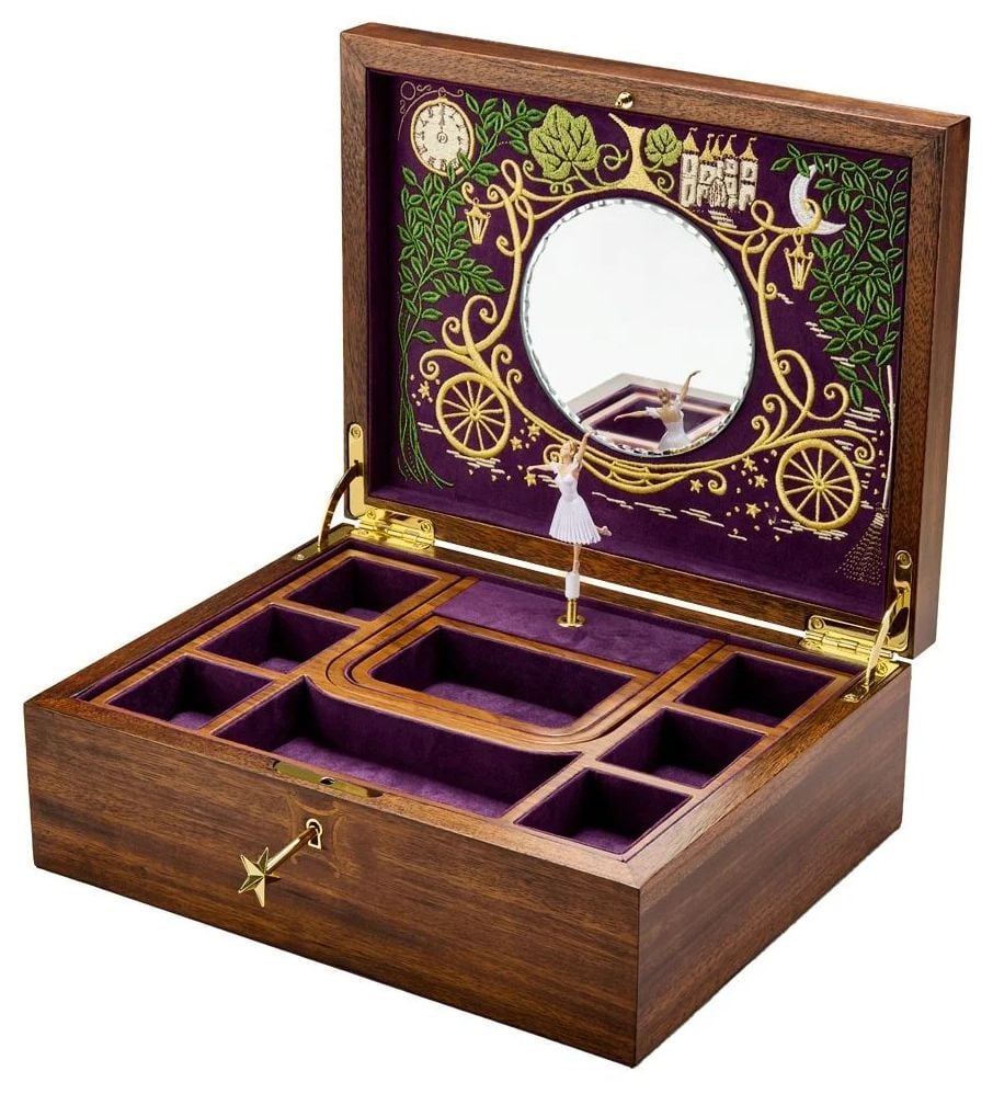 WOLF 190017 Ballet Musical Jewellery Box - Cinderella Walnut