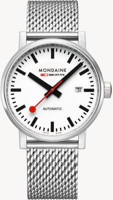 Mondaine Evo2 Automatic 40mm | Stainless Steel Mesh Bracelet | White Dial MSE.40610.SM