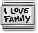 Nomination Classic I Love Family Oxidised Sterling Silver & Steel Charm 330102/34