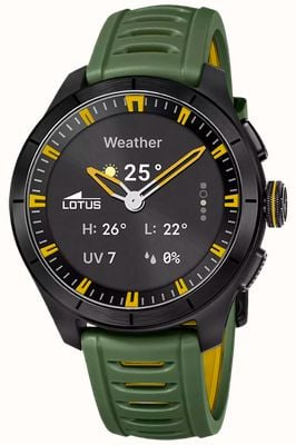 Lotus Connected Full D Hybrid Smartwatch (45mm) Digital Display / Khaki Green Rubber Strap 20001/7