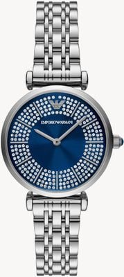 Emporio Armani Women's (32mm) Blue Crystal-Set Dial / Stainless Steel Bracelet AR11627