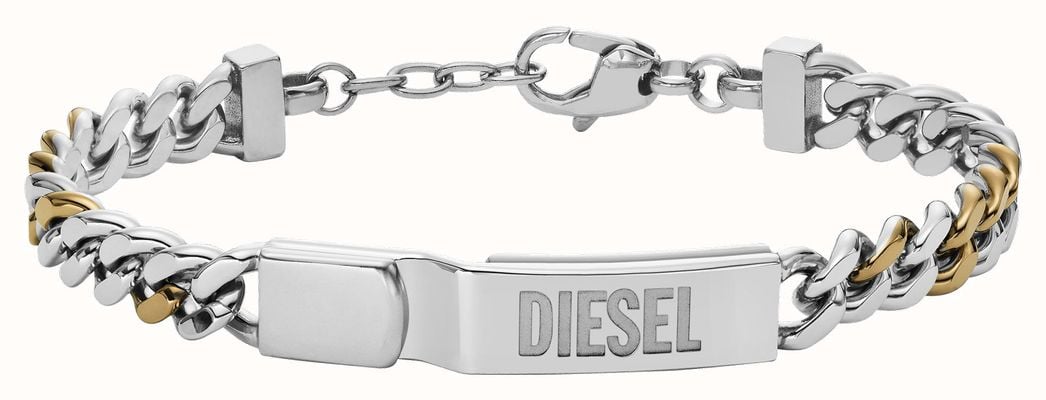 Diesel Men's Diesel Font Bar Detail Two-Tone Stainless Steel Bracelet DX1457931
