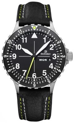 Damasko DK46 Day/Date Automatic TOP (40mm) Black Dial / Black Leather Double-Stitch Strap DK46