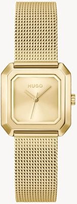 HUGO #HAZEL Three-Hand Quartz (24mm) Gold Dial / Gold PVD Stainless Steel Mesh Bracelet 1540184
