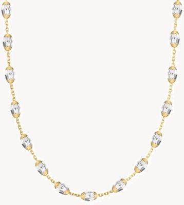Real Effect London Two-Tone Sterling Silver Bead Chain - (16 Inches) RE16YLW