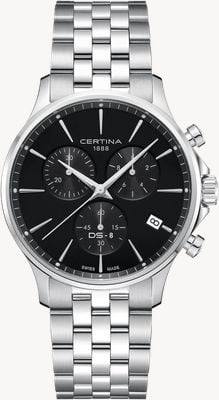Certina Men's DS-8 Chrono (41mm) Black Dial / Stainless Steel Bracelet C0454171105100