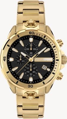 Plein Sport IMPACT Chronograph (46mm) Black Dial / Gold PVD Stainless Steel Bracelet PSBEA0724