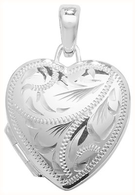 James Moore & Co Sterling Silver Heart Shaped Pattern Cut Locket G6895
