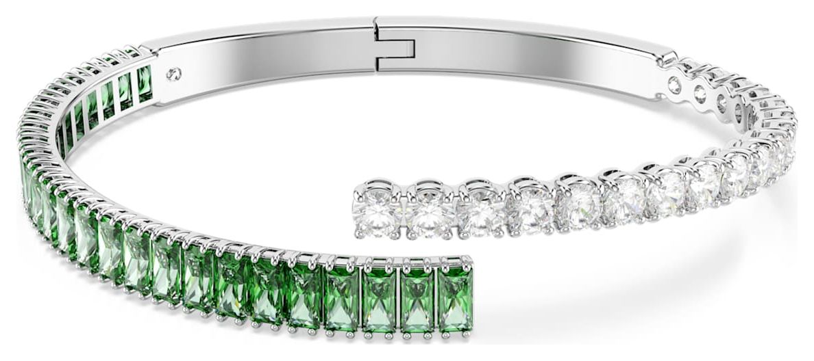 Swarovski 5722460 Matrix Bangle Mixed Cuts, Green, Rhodium Jewellery